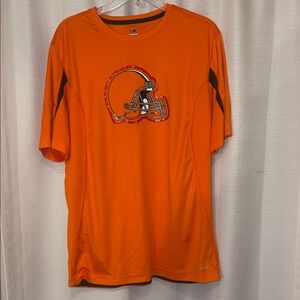 Majestic Orange Sports Tee with Helmet Design